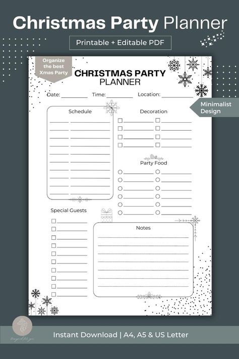 Host the merriest Christmas party with our Christmas Party Planner, the ultimate guide for planning and organizing a festive celebration. Whether you call it a holiday party organizer, Christmas gathering planner, or yuletide event tracker, this resource helps you plan every detail, from decorations and food to entertainment and guest list. Say goodbye to party-planning stress and hello to a joyous and memorable Christmas celebration. Party Planning List, Christmas Party Planner, Christmas Party Planning, Party List, Party Organisers, Holiday Party Kids, Party Checklist, Work Christmas Party, Party Planners