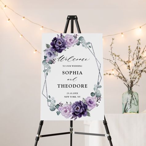 Purple And Gray Wedding Ideas, Shower Foam, Garden Watercolor, Wedding Posters, Soft Floral, Welcome To Our Wedding, Romantic Roses, Neutral Baby Shower, Wedding Welcome Signs