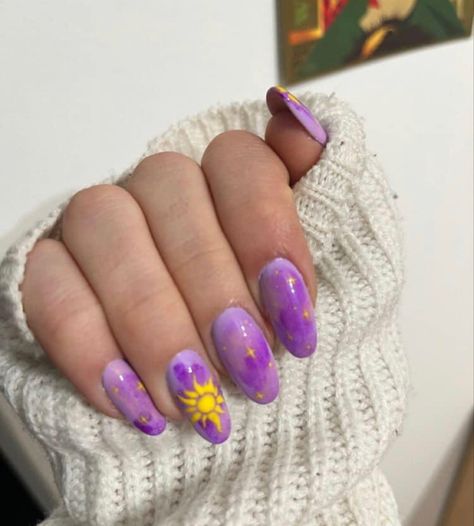 Rapunzel Inspired Nails, Simple Disney Nails, Disneyland Nails, Disney Nail Designs, Disney Inspired Nails, Disney Acrylic Nails, Inspired Nails, Her Nails, Cute Gel Nails