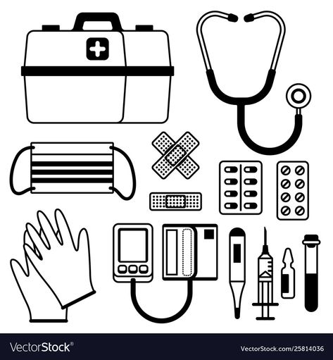 First Aid Poster Drawing, Emergency Kit Drawing, First Aid Drawing, First Aid Kit Drawing, First Aid Poster, Modern Art Canvas Painting, Medical Instruments, Poster Drawing, Aid Kit