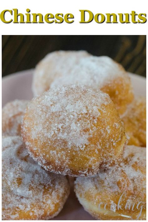 This Homemade Chinese Donut recipe is exactly like the ones you get from the Chinese buffet dessert table but made from scratch. #chinesefoodrecipes #recipes #chinese #doughnutrecipe #desserts #dessertfoodrecipes #easy #buffet  #homemade #mooreorlesscooking