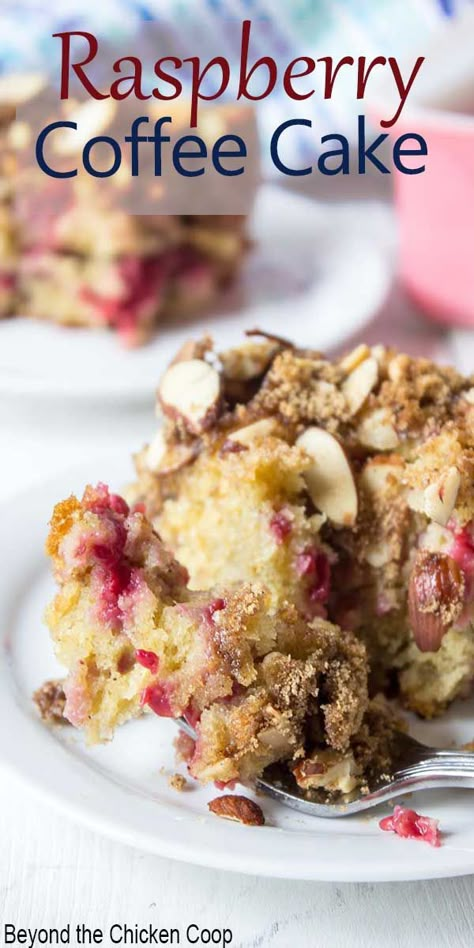 Raspberry Coffee Cake, Raspberry Coffee Cakes, Almond Coffee Cake, Almond Coffee, Raspberry Coffee, Breakfast Coffee Cake, Streusel Coffee Cake, Frozen Raspberries, Cake Coffee