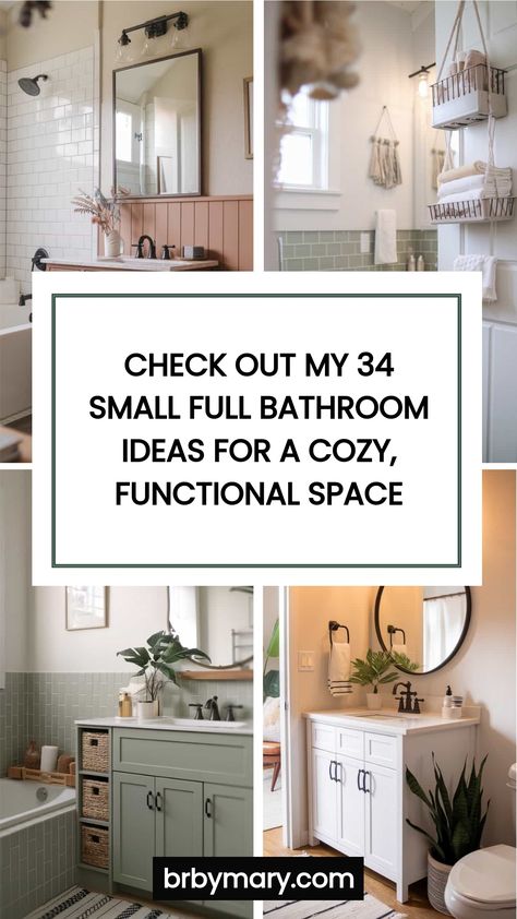 Here are 34 Small Full Bathroom Ideas for a Cozy, Functional Space. When you’re working with a small full bathroom, every little detail matters. We would know! Living in apartments, we never had a very big bathroom so we knew we had to optimize our space. Small Bathroom Cozy Ideas, Small Low Ceiling Bathroom Ideas, Shower For Small Space, Basement Guest Bathroom Ideas, Timeless Tub Shower Combo, Small Full Bathroom Makeover, Small Full Bathroom With Tub, Nyc Bathroom Apartment, Small Bathroom With Dark Floors