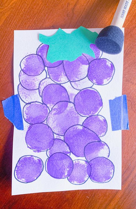 Purple Projects For Preschool, Grape Preschool Activities, Colors And Shapes Crafts For Toddlers, Purple Activity For Preschool, Preschool Purple Crafts, Toddler Color Crafts, Purple Color Activities Preschool, Purple Toddler Crafts, Color Of The Week Activities