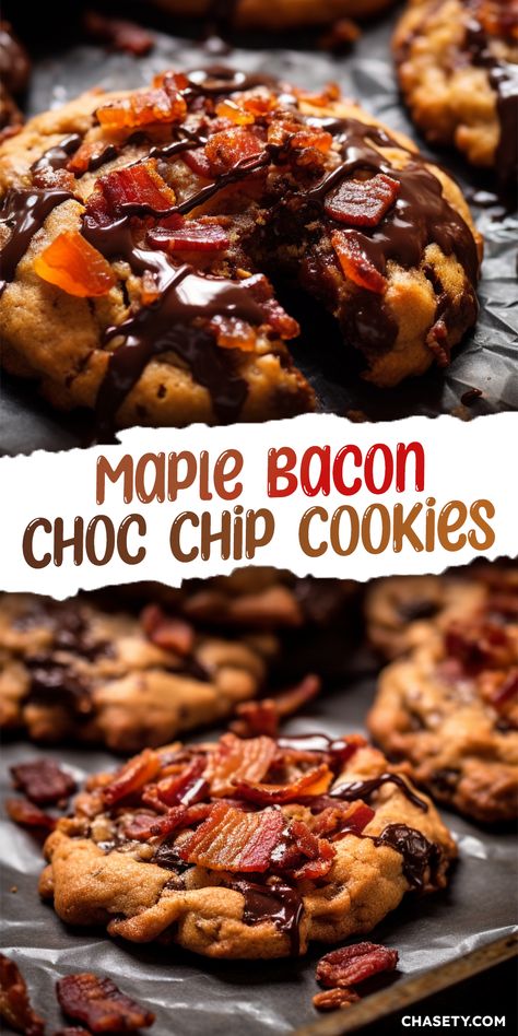 Maple Bacon Chocolate Cookies [32 Minutes] - Chasety Chocolate Chip Cookie Add Ins, Extreme Cookie Recipes, Maple Bacon Bourbon Chocolate Chip Cookies, Baking Ideas With Boyfriend, Chocolate Chip And Bacon Cookies, Candied Bacon Hot Chocolate, Peanut Butter Bacon Cookies, Bacon Bourbon Chocolate Chunk Cookies, Insane Cookie Recipes