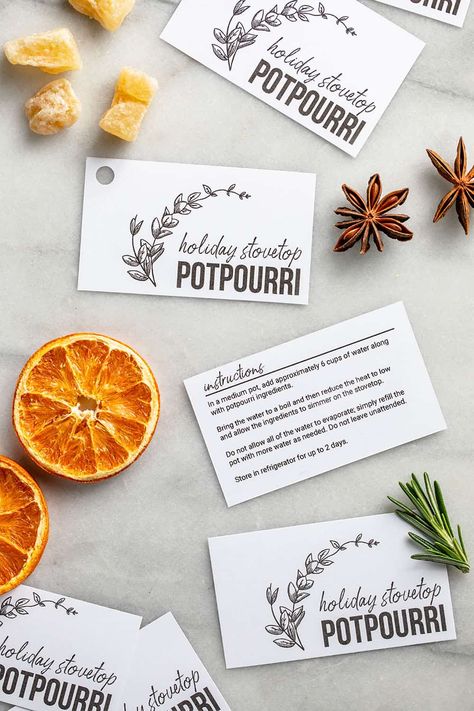 Christmas Potpourri Tags Free Printable, Holiday Potpourri Recipes, Diy Stovetop Potpourri, Stovetop Potpourri Recipes, Stovetop Potpourri Gift, House Smell Like Christmas, Holiday Potpourri, Smell Like Christmas, Potpourri Stovetop