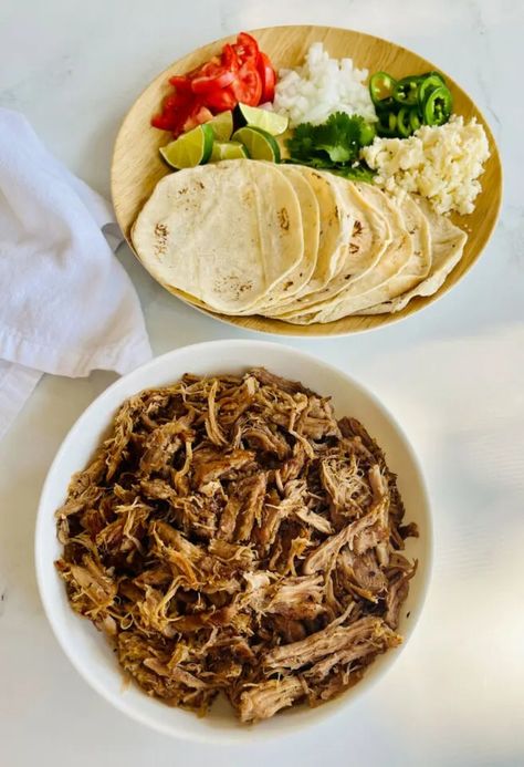 Spicy Mexican Pulled Pork Tacos (Slow Cooker) - joinmeinthekitchen.com Pulled Pork Tacos Slow Cooker, Pork Tacos Slow Cooker, Slow Cooker Pulled Pork Tacos, Tacos Slow Cooker, Mexican Pulled Pork Tacos, Mexican Macaroni Salad, Slow Cooker Pork Tacos, Spicy Pulled Pork, Mexican Pulled Pork