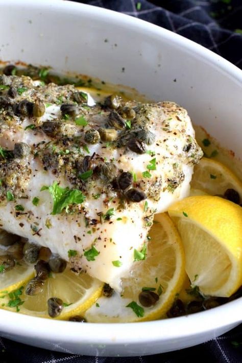 Recipes With Capers, Capers Recipe, Cod Fish Recipes, Baked Fish Recipes, Baked Cod, Cod Recipes, Cod Fish, Baked Fish, Food Shows