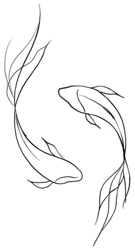 Easy Coi Fish Drawing, Koi Fish Outline Drawing, Koi Fish Doodle Simple, Basic Fish Drawing, Coy Fish Doodle, Jelly Fish Outline Drawings, Koi Fish Sketch Easy, Koi Fish Line Art Simple, Koi Fish Drawing Simple Easy