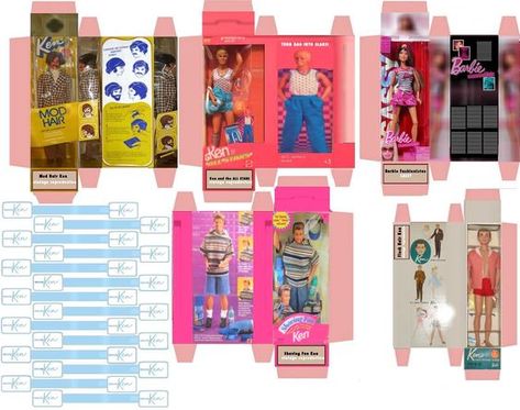 Doll Printies | Toy Dolls Ken And Barbie, Printable Boxes, Mini Printables, Printable Toys, Diy Barbie House, Accessoires Barbie, Dolls House Shop, Barbie Printables, Barbie Miniatures