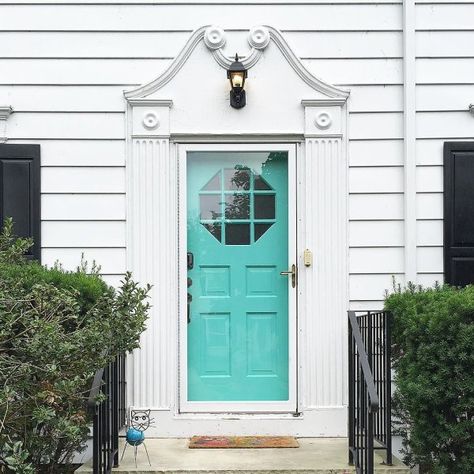 Sherwin Williams Turquoise, Turquoise Paint Colors, Blue Porch, Painting Doors, Turquoise Paint, Turquoise Door, Haint Blue, Historic Colours, Door Paint