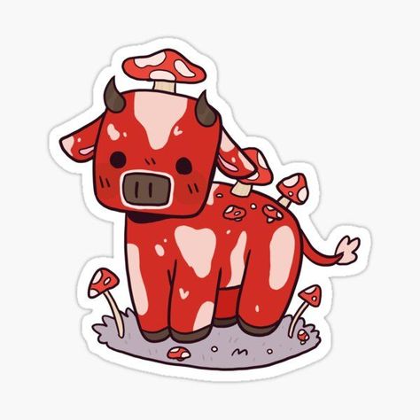 Little Mooshroom Sticker for Sale by SquiddyInks.not-given Cute Minecraft Stickers, Stickers For Artists, Drawing Stickers Ideas, Aesthetic Stickers Random, Mooshroom Minecraft, Sticker Ideas Aesthetic, Stickers Bonitos, Minecraft Wolf, Minecraft Stickers