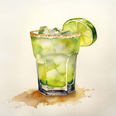 Premium Photo | Margarita watercolor illustration generative ai Mojito Painting, Margarita Illustration, Event Food, Business Card Maker, Flyer Maker, Poster Maker, Card Banner, Poster Invitation, Limes