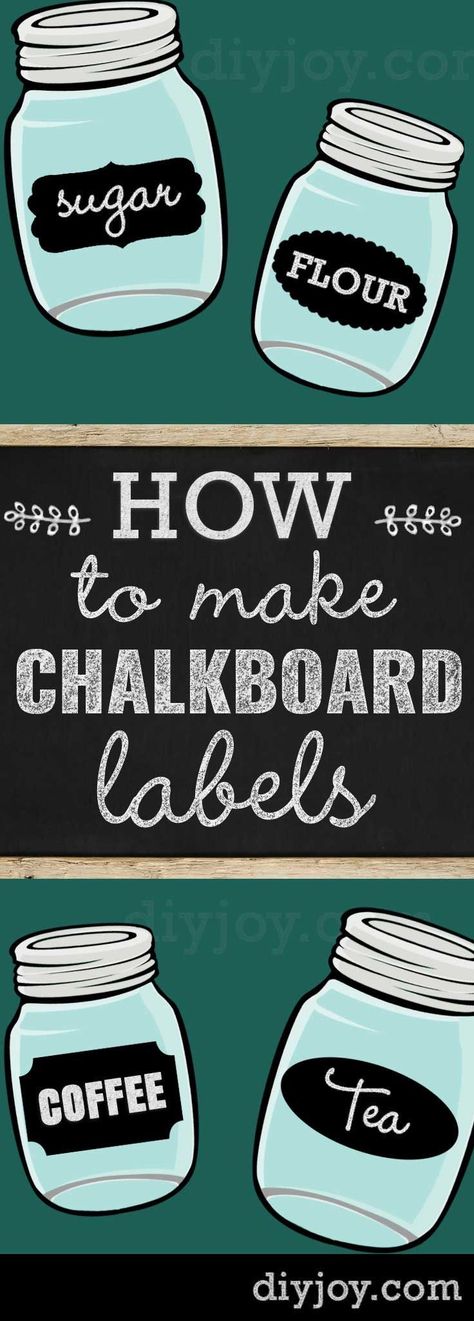 How To Make Chalkboard Labels | Fun Mason Jar Crafts and Ideas - DIY Chalkboard Paint Labels Tutorial for Cool Rustic Home Decor Projects and Crafts How To Make Chalkboard, Painting Jars, Fun Homemade Gifts, Diy Chalkboard Paint, Chalk Labels, Board Paint, Diy Blanket Ladder, Diy Room Decor For Teens, Chalkboard Labels