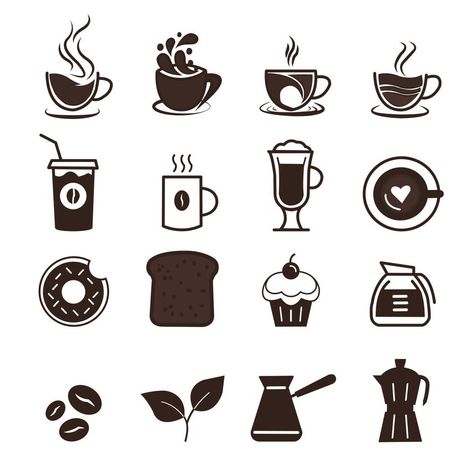 Coffee Symbol Logos Design, Cafe Vector Illustrations, Coffee Icon Logo, Coffee Logo Design Ideas, Coffee Vector Art, Cafe Icons, Cowboy Cafe, Coffee Symbol, Coffee Site