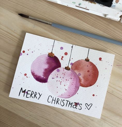 Painted Christmas Cards, Repellent Plants, Custom Christmas Cards, Christmas Card Art, Watercolor Christmas Cards, Family Names, Decoration Furniture, Paint Cards, Christmas Card Crafts