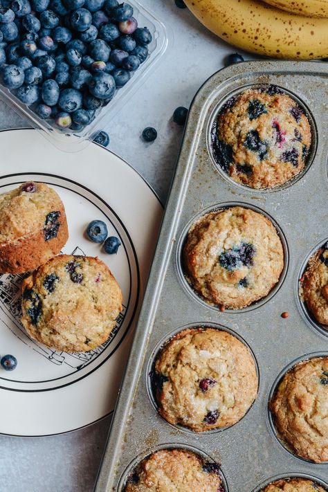 Healthy Blueberry Banana Muffins, Morning Glory Muffins Healthy, Blueberry Banana Muffins, Blueberry Oatmeal Muffins, Healthy Banana Muffins, Blueberry Banana Bread, Healthy Blueberry Muffins, Banana Blueberry Muffins, Yogurt Muffins