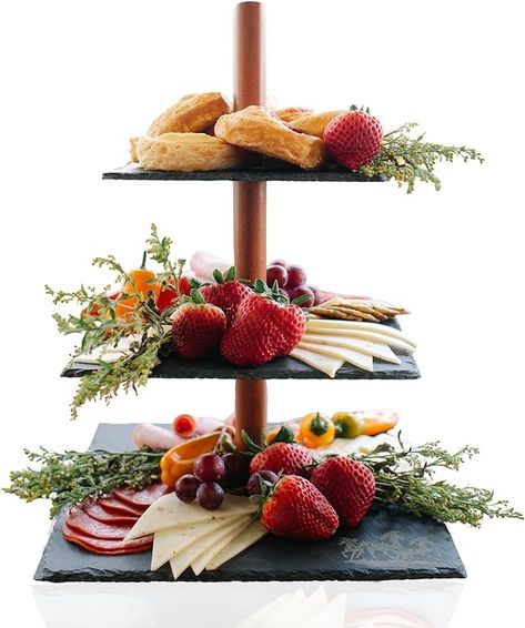 Amazon.com: 3 Tier Serving Tray space-saving Modern and Rustic three tiered serving stand w/Slate & Acacia Wood multipurose tiered serving tray tiered serving trays & platters tiered tray stand : Home & Kitchen Tiered Serving Tray, 3 Tier Serving Tray, Tier Serving Tray, Tiered Serving Stand, Tiered Dessert Stand, Tiered Tray Stand, Serving Stand, Tiered Serving Trays, Relish Trays