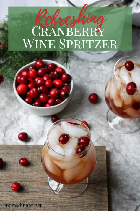 A Cranberry White Wine Spritzer that is refreshing, effervescent, and a little sweet. This makes an excellent drink for the holidays. This is an easy two ingredient drink! #spritzer #whitewine #cranberrydrink #holidaydrink Spritzer Drink, White Wine Cocktail, Wine Float, White Wine Spritzer, Cranberry Drinks, Cranberry Wine, Spritzer Recipes, Kid Friendly Drinks, Wine Spritzer