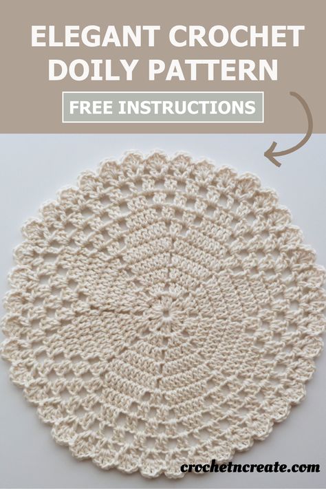 Elegant crochet doily pattern - FREE INSTRUCTIONS. #crochetforthehome #crochettablemat #crochetmandala