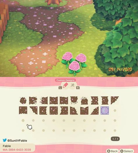 Pink Brick Acnh Code, Cute Path Animal Crossing, Animal Crossing Rose Design, Animal Crossing Cherry Blossom Design, Acnh Pink Dirt Path, Animal Crossing Entrance Ideas Fairycore, Animal Crossing Cute Design Codes, Cherry Blossom Island Acnh, Animal Crossing Blossom