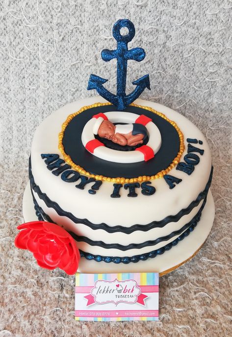 Ahoy it's a Boy nautical babyshower cake Ahoy Its A Boy Cake, Its A Boy Cake, Nautical Cake, Ahoy Its A Boy, Boy Cake, Its A Boy, Cakes For Boys, Fondant Cakes, Baby Quilt