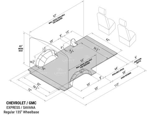 Chevrolet/GMC Express/Savana (Regular WB) Interior Cargo Measurements - Upfit Supply 2015 Chevy Colorado, Van Shelving, Van Travel, Gmc Savana, Chevy Express, Van Interior, Chevy Colorado, Travel Van, Interior Dimensions