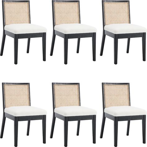 Wood Dining Room Chairs, Fabric Dining Room Chairs, Black Dining Room Chairs, Farmhouse Dining Chairs, Comfortable Dining Chairs, Rattan Dining, Black Dining Room, Kitchen Chair, Rattan Dining Chairs