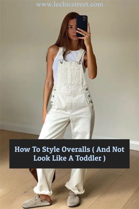 overalls, overalls outfit, overall outfits, overralls outfit, overals outfits Khaki Overalls Outfit Women, Beige Overalls Outfit, Cream Overalls Outfit, Tan Overalls Outfit, Bib Overalls For Women Outfit Ideas, Overals Outfits, Overall Outfit Winter, Ways To Style Overalls, White Overalls Outfit