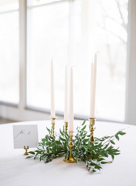 Wedding Centerpieces Candle Sticks, Candle Stick Centerpiece, Historic Venue Wedding, Taper Candle Centerpiece, Candlestick Centerpiece Wedding, Vowel Renewal, Candlestick Centerpiece, Candle Sticks Wedding, Greenery Centerpiece