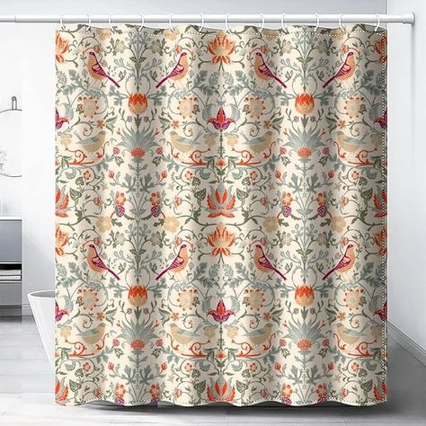 Amazon.com: Boho William Morris Shower Curtain,Original Design Green Shower Curtain Sets for Bathroom Heavy Weight Fabric Bath Curtain Washable 12 Hooks 72x72inch(183x183cm) : Home & Kitchen Black Shower Curtains, Green Shower Curtains, Boho Shower Curtain, Bath Curtain, Black Shower, Shower Curtain Set, Water Slide, Fabric Black, Curtain Sets