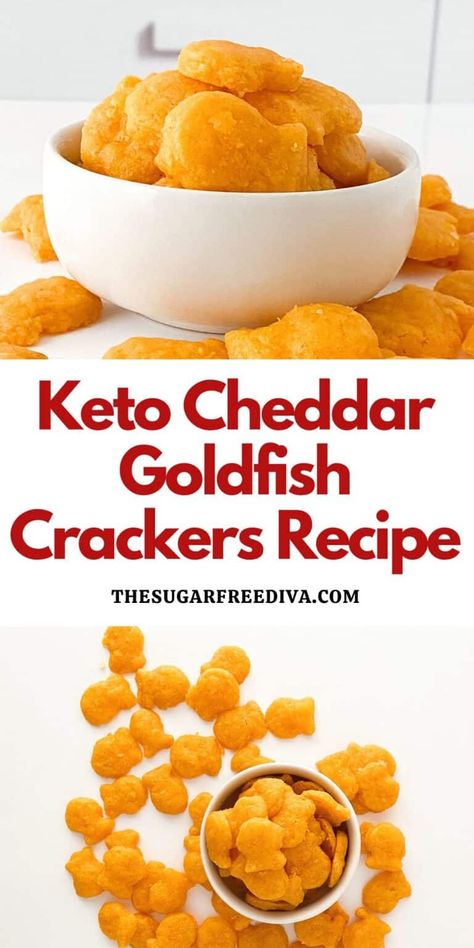 Keto Cheddar Goldfish Crackers Recipe, a simple recipe for making snack crackers. Low Carb, Gluten Free, Sugar Free. Goldfish Crackers Recipe, Homemade Goldfish Crackers, Snack Crackers, Low Carb Crackers, Crackers Recipe, Goldfish Crackers, Homemade Crackers, Snack Mix Recipes, Keto Dessert Easy