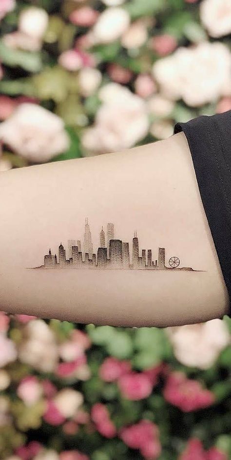 City Skyline Tattoo, Unique Quote Tattoos, Vancouver Tattoo, Skyline Tattoo, Chicago Tattoo, Sakura Tattoo, Nice Tattoos, Simple Tattoos For Women, Unique Quote