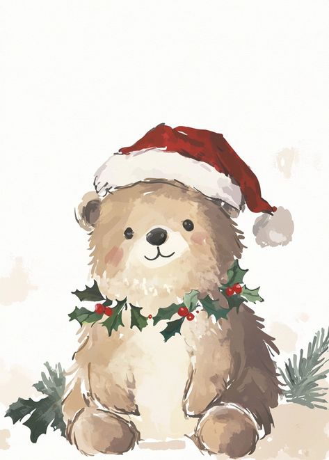 , #Creative, #Inspiration, #AD, #AI Christmas Teddy Bear Illustration, Cute Holiday Drawings, Cute Christmas Animals Illustration, Winter Drawing Aesthetic, Christmas Bear Drawing, Xmas Cards Illustration, Christmas Animals Drawing, Christmas Bear Illustration, Christmas Drawing Ideas Creative