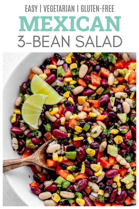 Weight Watchers Salad, Mexican Bean Salad, Appetizer Salad, Three Bean Salad, Salads Recipes, Bean Salad Recipes, Weight Watcher Dinners, Taco Night, Potluck Recipes