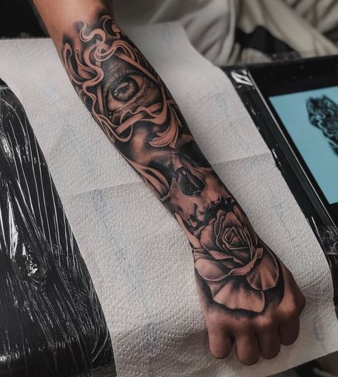 Tattoo Ideas For Men Forearm Half Sleeves Japanese, Forearm Half Sleeve Tattoos, Mens Half Sleeve Tattoo Forearm, Men Tattoo Ideas Forearm Half Sleeves, Skull Forearm Tattoo, Outer Forearm Tattoo Men, Realism Tattoo Sleeve, Arm Tattoos For Guys Forearm, Outer Forearm Tattoo