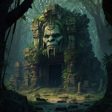 Jungle Diaroma, Fantasy Jungle Art, Naruto Landscape, Jungle Temple, Jungle Art, Ancient Forest, Fantasy City, Fantasy Places, Game Concept Art