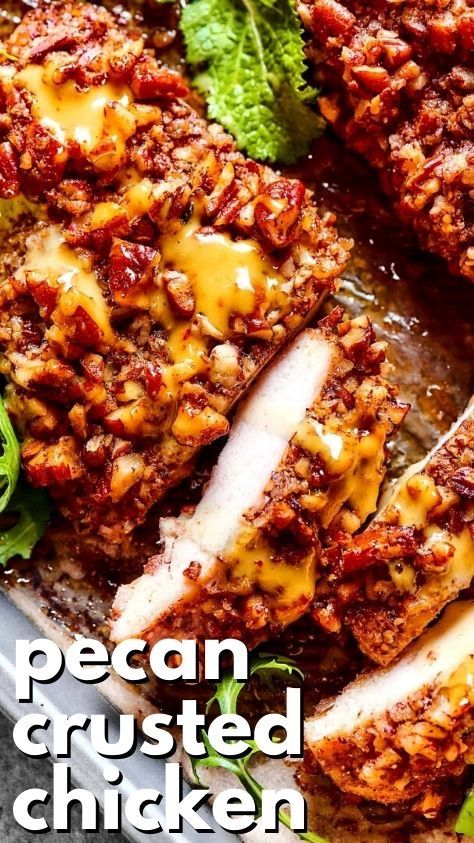 Pecan Encrusted Chicken, Savory Baked Chicken, Pecan Crusted Chicken Breast, Chicken With Honey Mustard, Pecan Crusted Pork Chops, Pecan Crust Recipe, Pecan Recipes Dinner, Chicken With Honey, Honey Baked Chicken