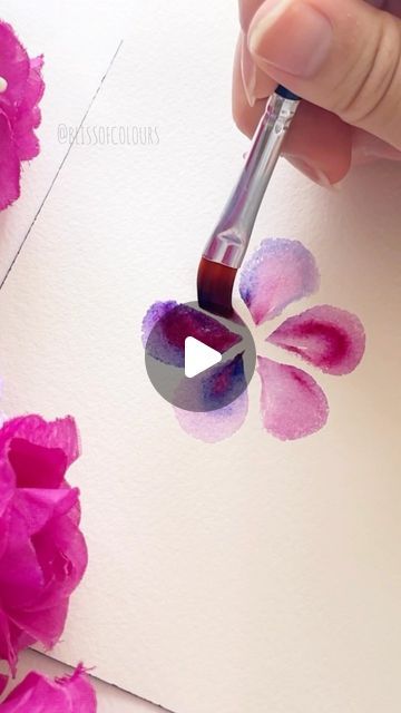 1,475 likes, 30 comments - blissofcolours on March 2, 2023: "Painting a multicoloured flower with… a flat brush?! 🤨 I got a lot of questions asking what..." Instagram Painting, Watercolor Lettering, Flat Brush, Greeting Cards Handmade, Flower Drawing, Paint Brushes, Watercolor Flowers, I Decided, Cards Handmade