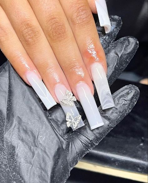 White On White Nails, Acrylic Nail Designs Classy, Mail Inspo, Hot Nail Designs, Milky Nails, Long Acrylic Nail Designs, Baddie Nails, Colored Acrylic Nails, White Acrylic Nails