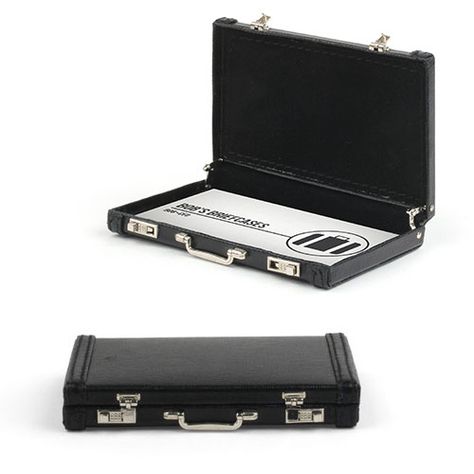 Mini Leather Briefcase Business Card Holder - I don't even have business cards. I want this. Haha Black Leather Briefcase, Business Card Stand, Creative Gift Ideas, Mini Business Card, Joker Card, Standard Business Card Size, Business Card Case, Take My Money, Cool Products