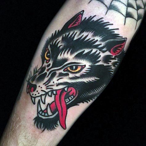 Wolf Tattoo Traditional, Traditional Tattoo Man, Fenrir Tattoo, Tiny Tattoo Ideas, Traditional Tattoo Sleeve, Meaningful Tattoos For Women, Nordic Tattoo, Old School Tattoo Designs, Traditional Tattoo Design