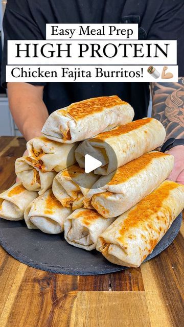 Meal Prep Recipes Beef, Burrito Lunch Ideas, High Protein Fajitas, Meal Prep Meals High Protein, Chicken Fajita Leftover Ideas, Simple Protein Meal Prep, High Protein Chicken Fajitas, Meal Prep Frozen Burritos, Creamy Chicken Fajita Burrito