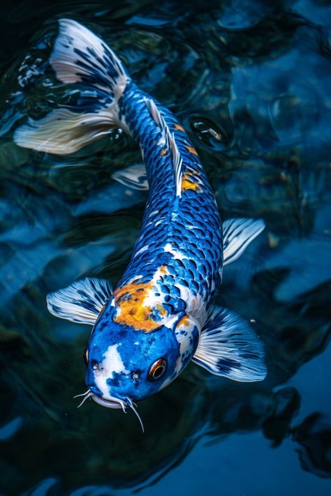 Blue Koi Fish Symbolism & Spiritual Meaning Beautiful Fish Photography, Ocean Life Aesthetic, Koi Fish Photography, Fish Symbolism, Chinese Animals, Blue Koi Fish, Fish Reference, Fish Aesthetic, Drawing Everyday