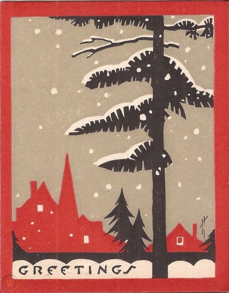 1930s Christmas Cards, Diy Vintage Christmas Cards, Christmas Card Simple Design, Coffee Christmas Card, Christmas Card Inspiration Design, Art Deco Christmas Cards, Christmas Card Design Ideas Graphics, Christmas Illustration Drawing, Christmas Cards Graphic Design