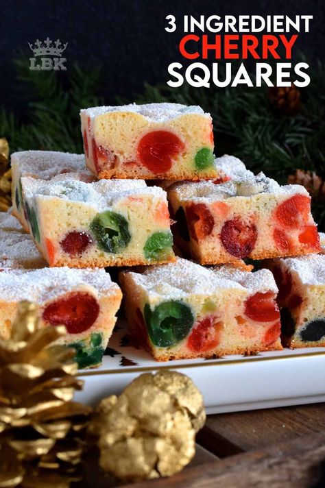 Candied Cherries Recipe, Cherry Squares, Candied Cherries, Christmas Cookie Bars, Cherry Bread, Fruit Cake Cookies, Boxed Cake Mixes Recipes, Xmas Recipes, Crunch Cake