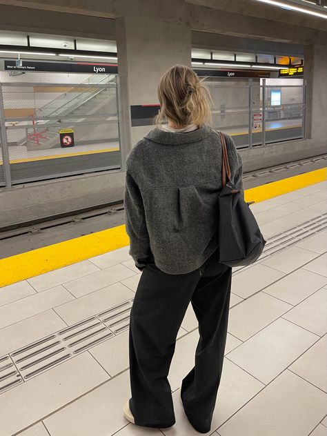 Grey outfit, bus, train, fashion Grey Blazer Outfit Aesthetic, Cropped Wool Jacket Outfit, Grey Cropped Jacket Outfit, Grey Monochrome Outfit, Dark Gray Jacket Outfit, Grey Wool Jacket Outfit, Cropped Wool Jacket, Dark Grey Jacket Outfit, Detroit Jacket Women