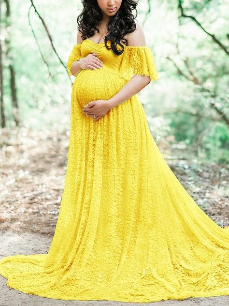 Yellow Maternity Dress, Vestidos Para Baby Shower, Kids White Dress, Maternity Photography Props, Lace Maternity Dress, Maternity Long Dress, Fitted Gowns, Dresses For Pregnant Women, Maternity Maxi Dress