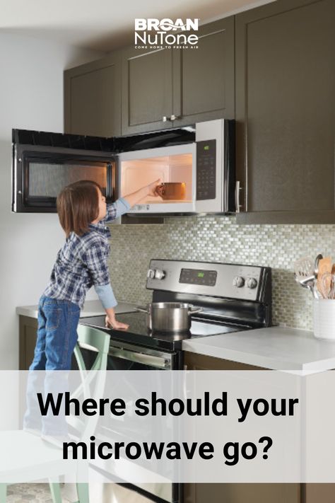 There are six places where you can put your microwave and just one place you absolutely shouldn't; over your stovetop. A microwave can have a negative impact on your home and indoor air quality. So, where should you be putting the microwave? | #kitchen #rangehood #food Open Cabinet For Microwave, Replacing Over The Range Microwave With Hood, Microwave Over Stove Ideas, Under Cabinet Microwave Ideas, Removing Microwave Above Stove, Kitchen With Microwave Above Stove, Above The Range Microwave, Microwave Above Oven, Microwave Placement In Kitchen Ideas