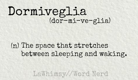 dormiveglia definition Word Nerd via LaWhimsy Odd Words And Meanings, Uncommon Words Definition, Italian Word, Uncommon Words, State Of Being, Word Nerd, Unspoken Words, Interesting English Words, Unusual Words